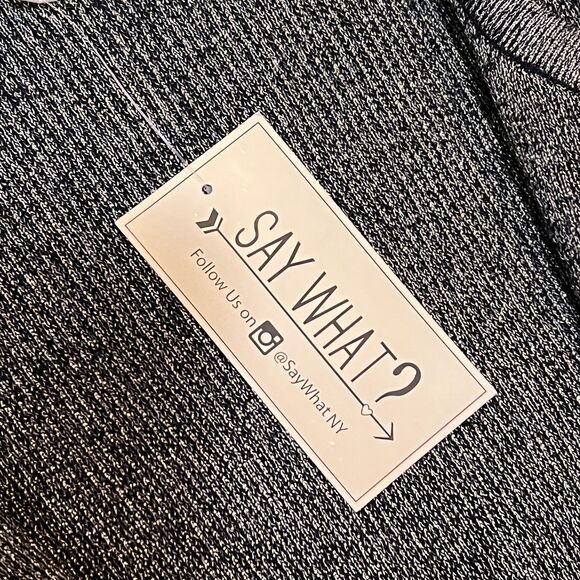 Say What Dress Womens Large Black Silver Zip Front Metallic Bodycon Party Knit - Picture 7 of 14